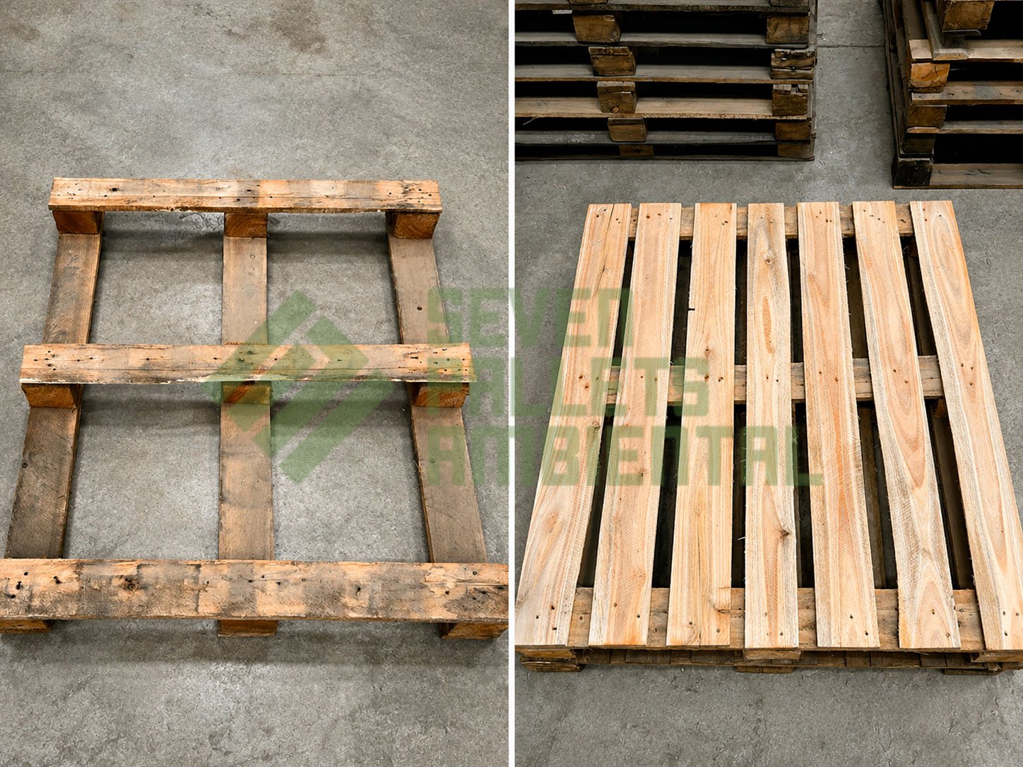 Processo de reforma de pallets na Seven Pallets