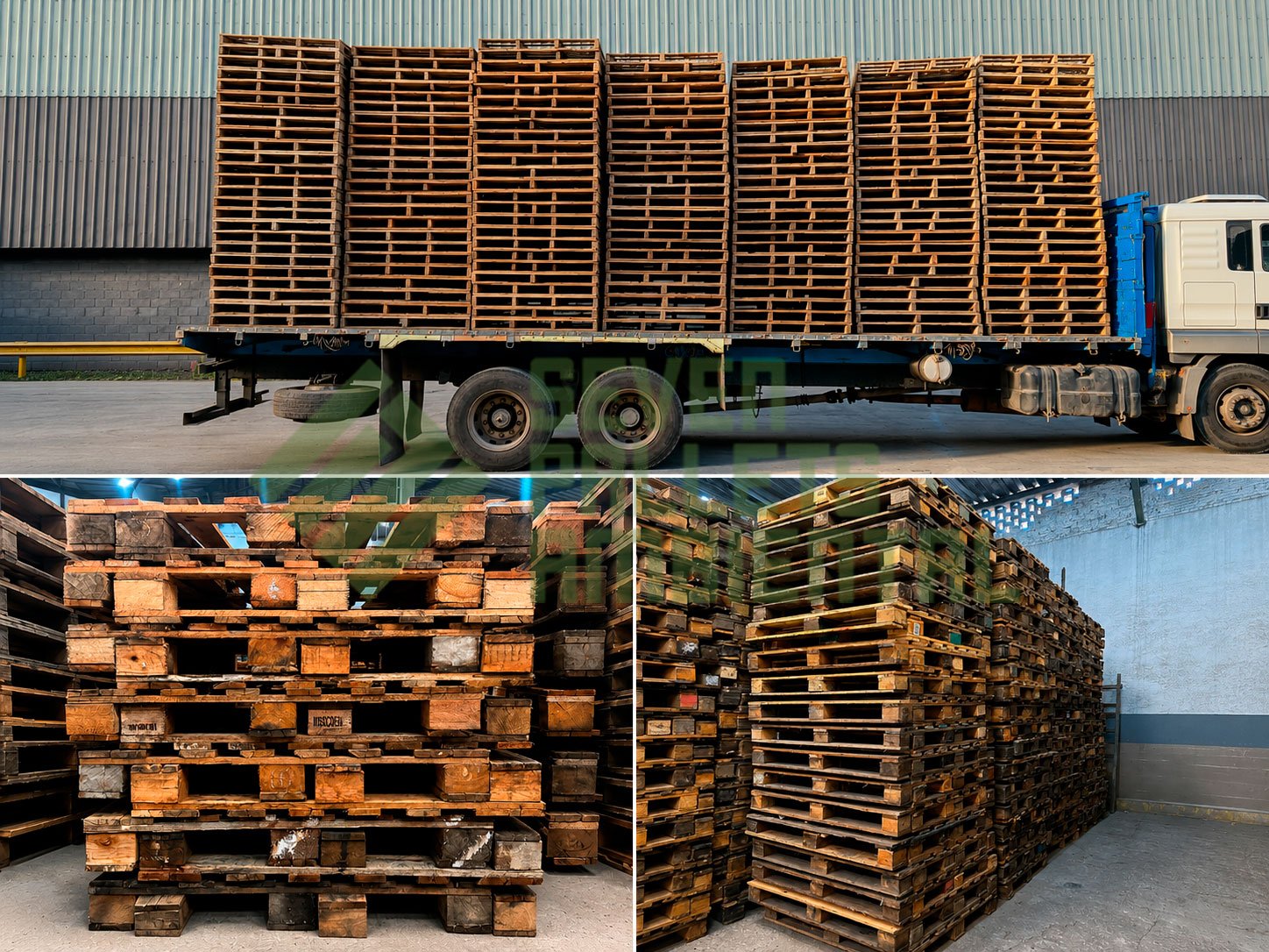 Pallets usados em estoque